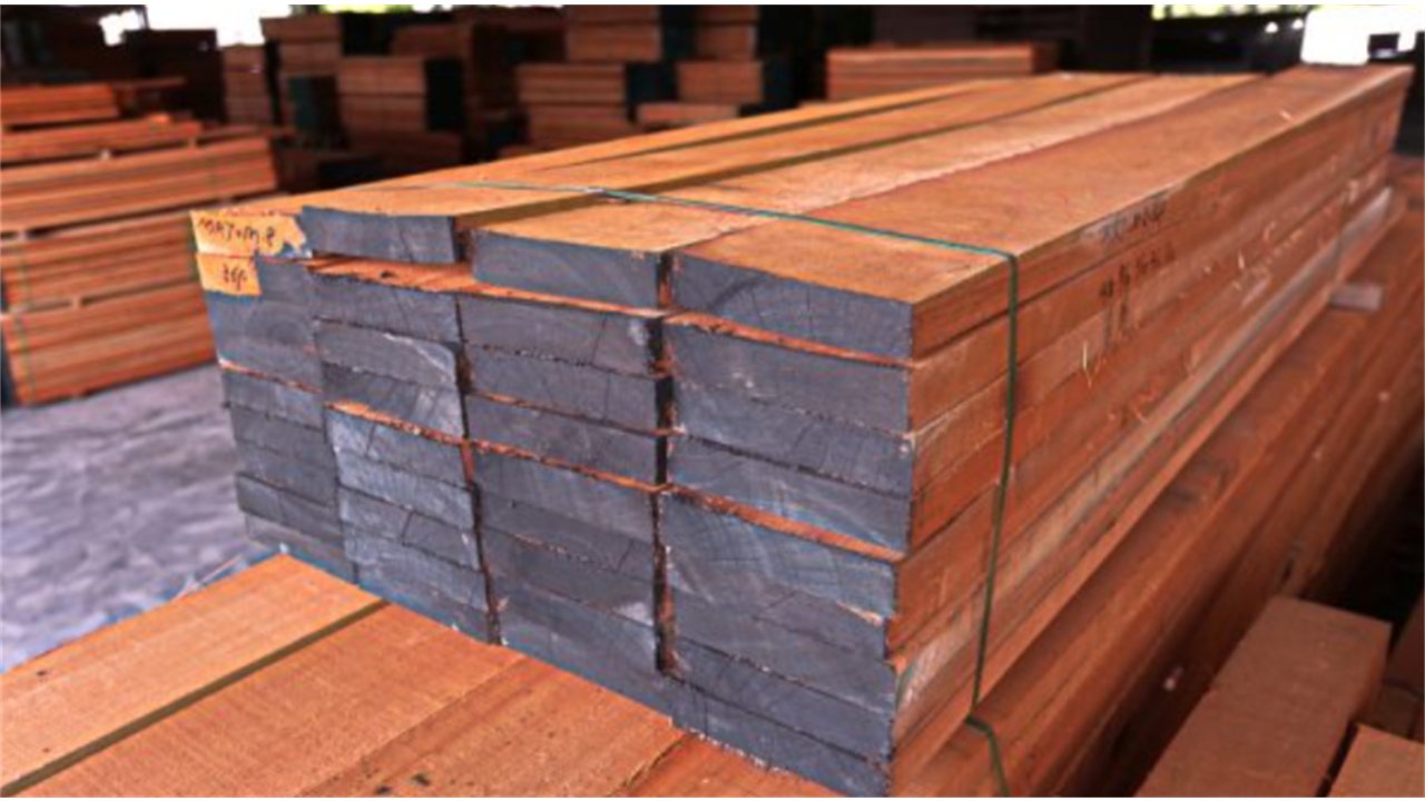 Tumpukan kayu meranti bahan sirip gedung walet